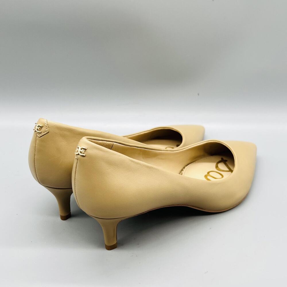 Sam Edelman Shoes Womens 8.5 Beige Leather Kitten Heel Dress Pumps Pointed Toe - Picture 7 of 10